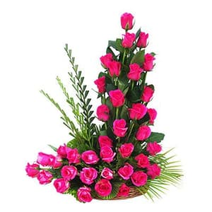Basket of 24 Pink Roses
